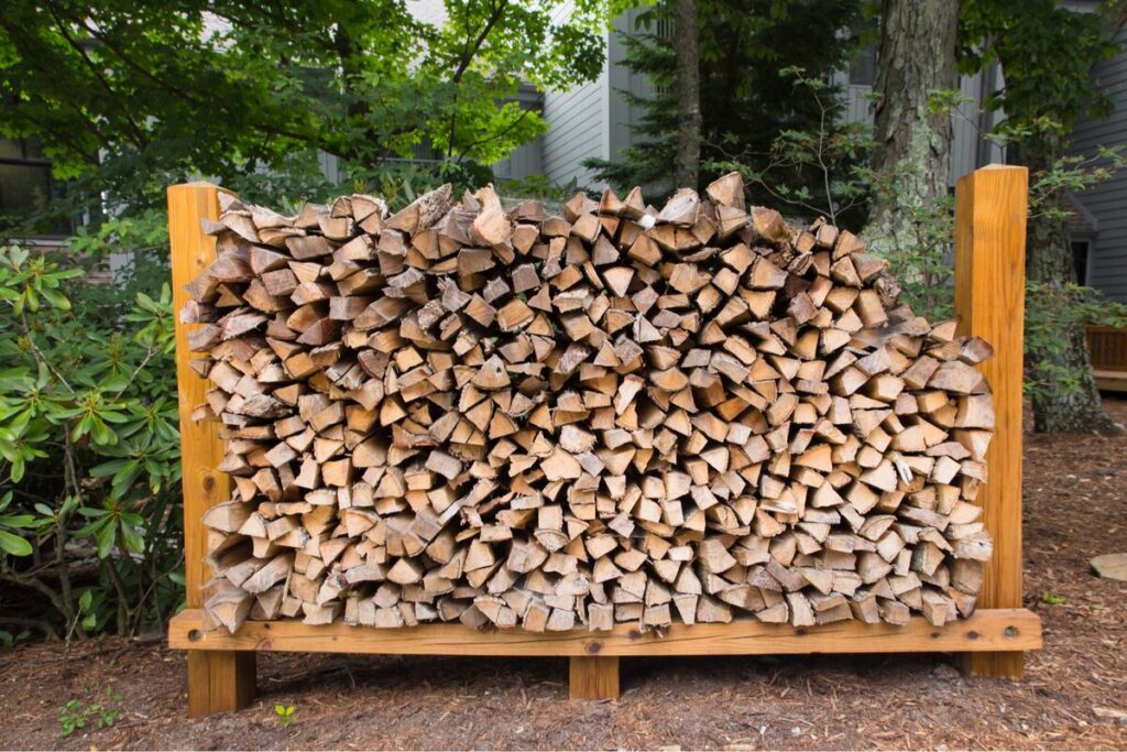 stacked cord of firewood